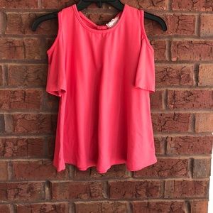 Coral/pink cold shoulder top